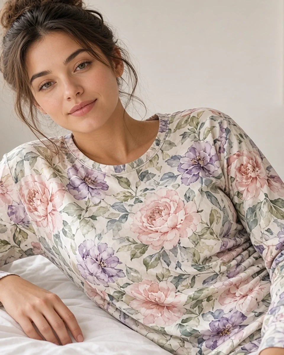 Custom All-Over Print Women's Long Sleeve Pajama Top blank