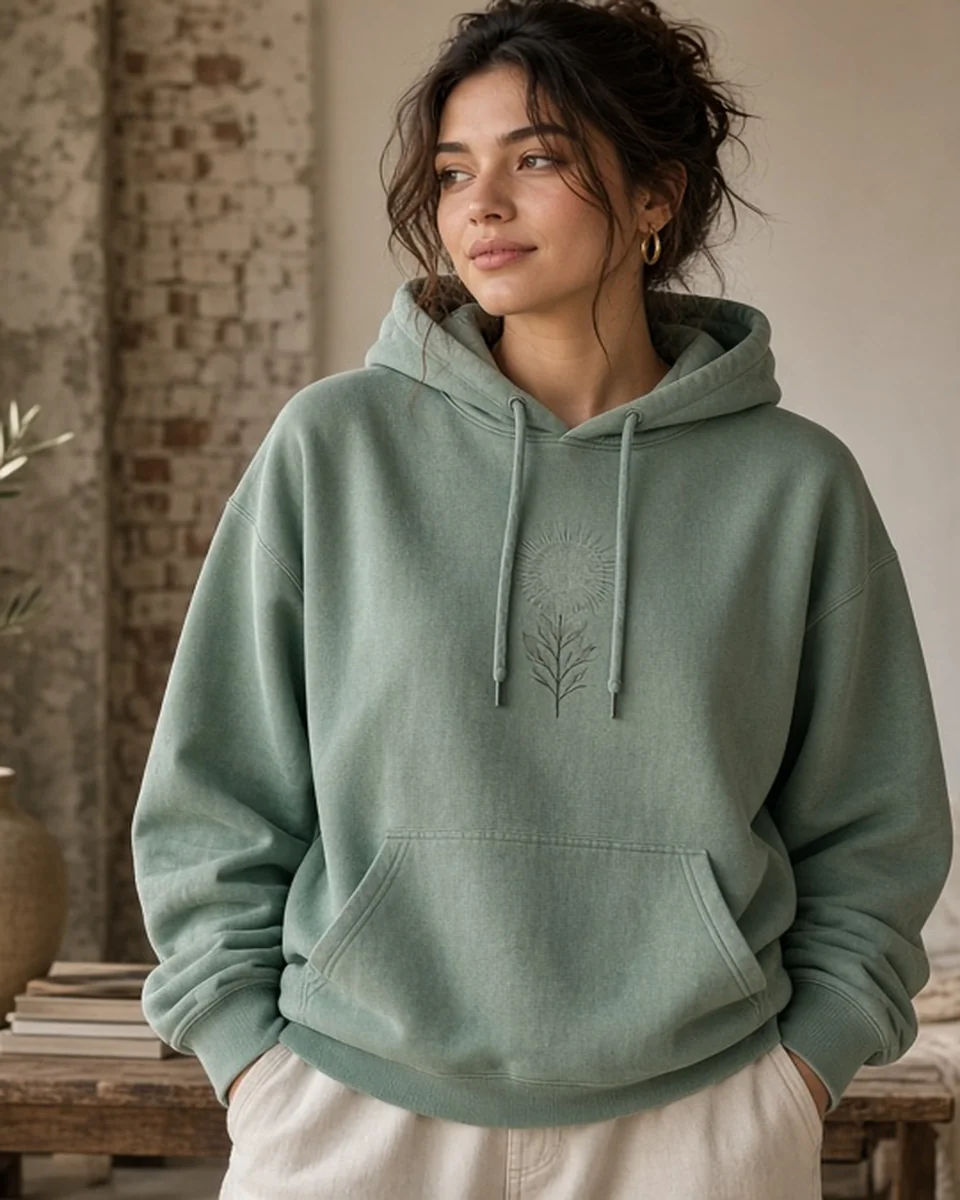 Custom Unisex Garment-Dyed Hooded Sweatshirt blank