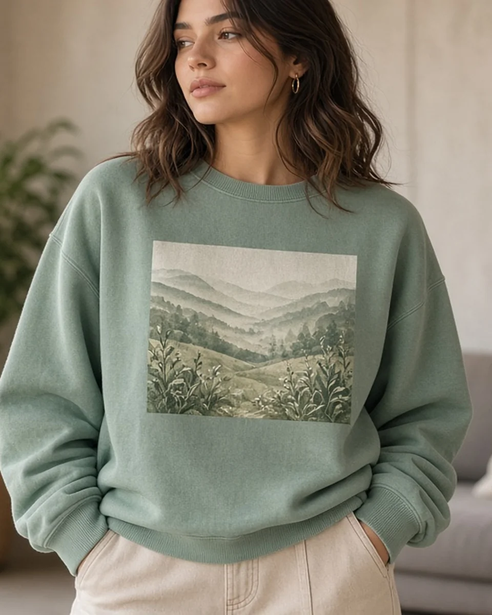 Custom Unisex Garment-Dyed Lightweight Fleece Crewneck blank