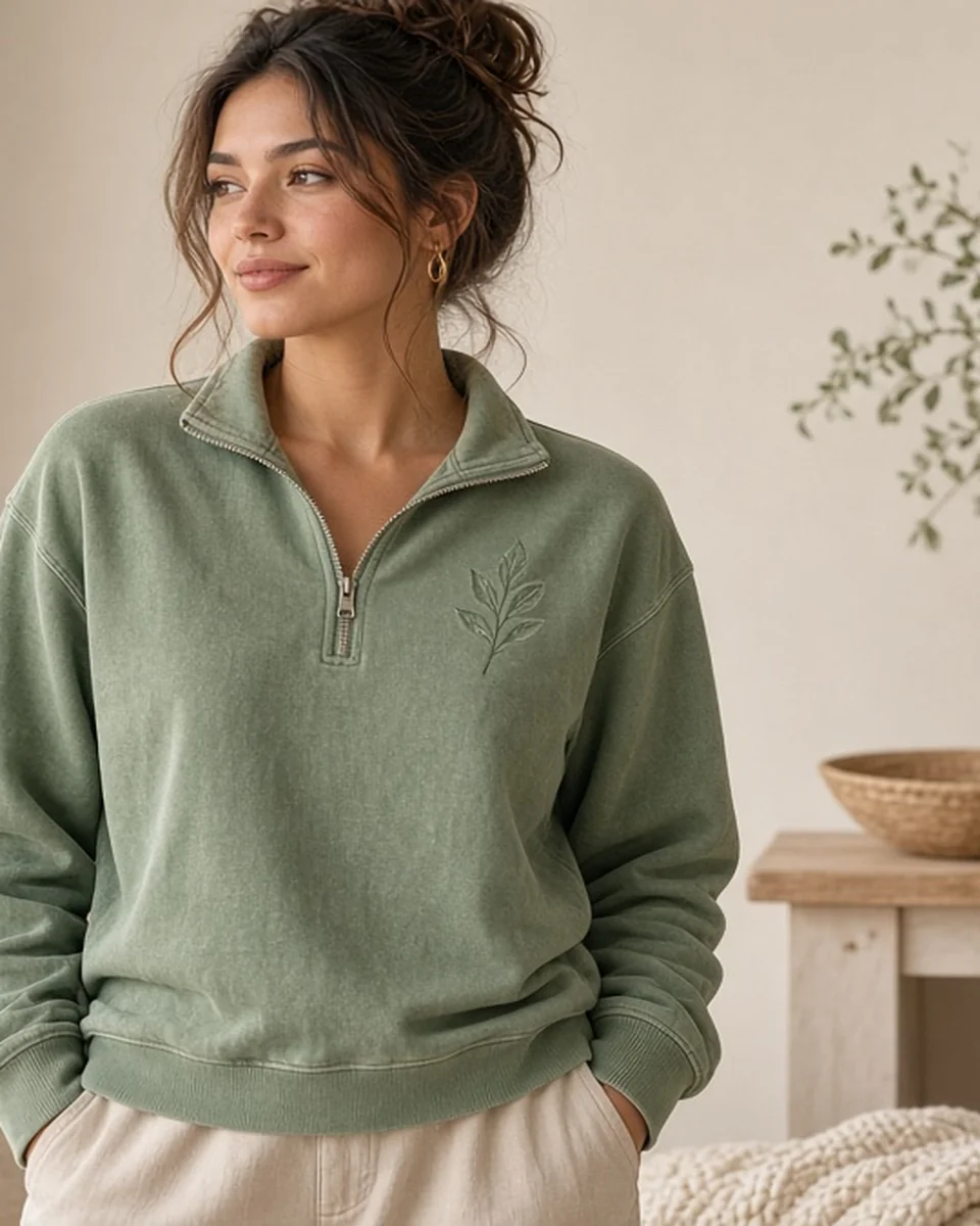 Custom Unisex Garment-Dyed Quarter-Zip Sweatshirt blank
