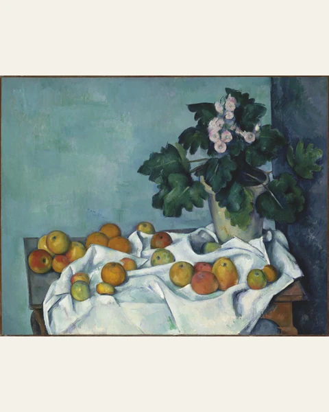 Still Life with Apples and Primroses Art Print