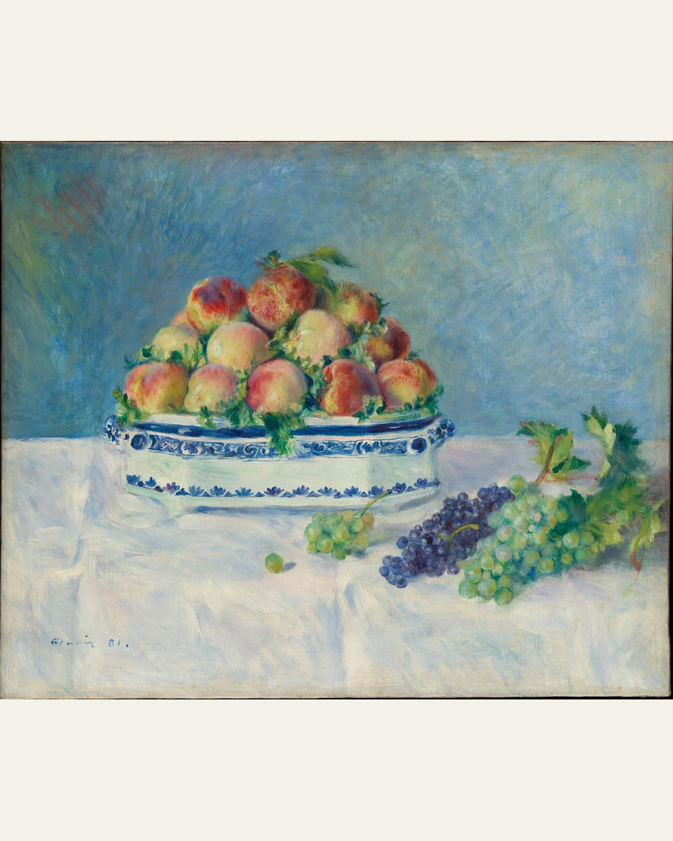 Still Life with Peaches and Grapes Art Print