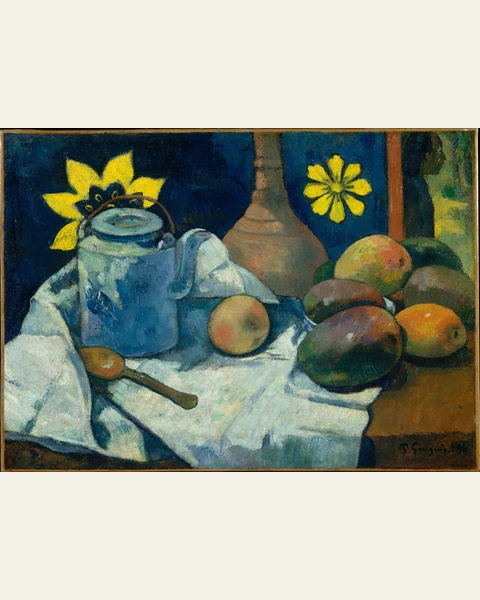 Still Life with Teapot and Fruit Art Print