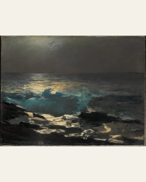 Moonlight, Wood Island Light Art Print