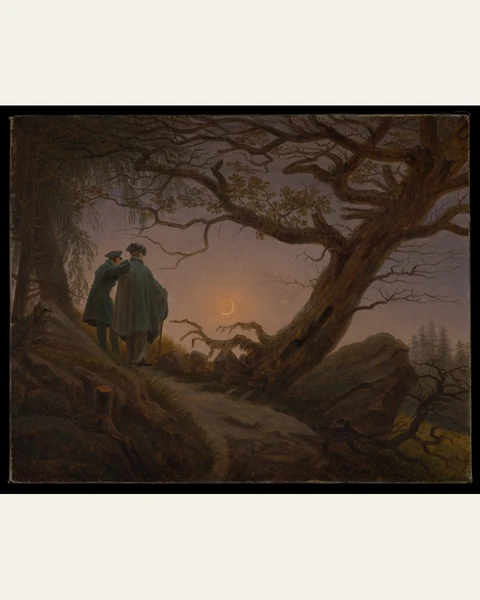 Two Men Contemplating the Moon Art Print