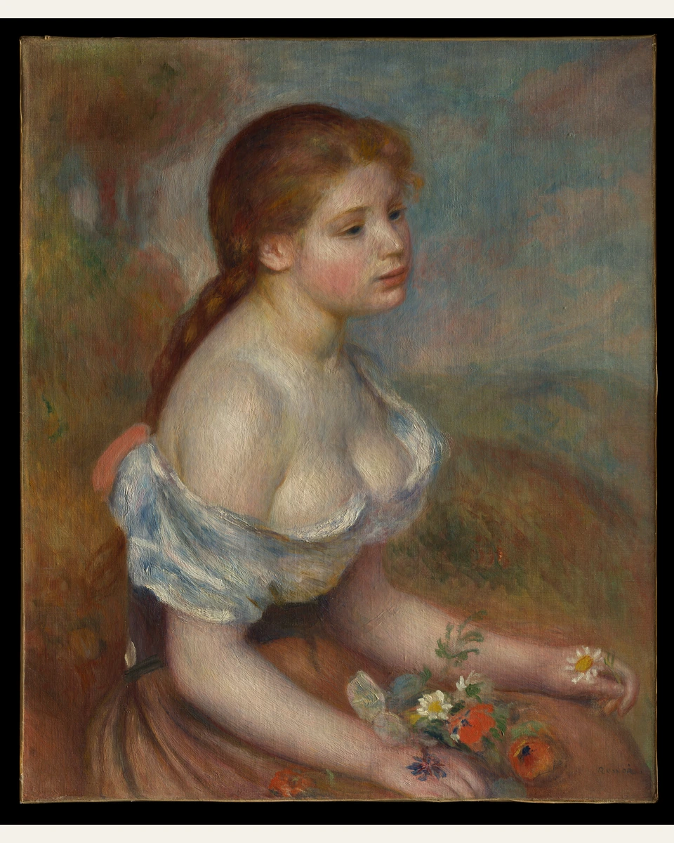 A Young Girl with Daisies Art Print