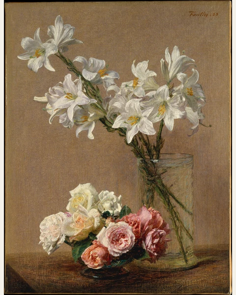 Roses and Lilies Art Print