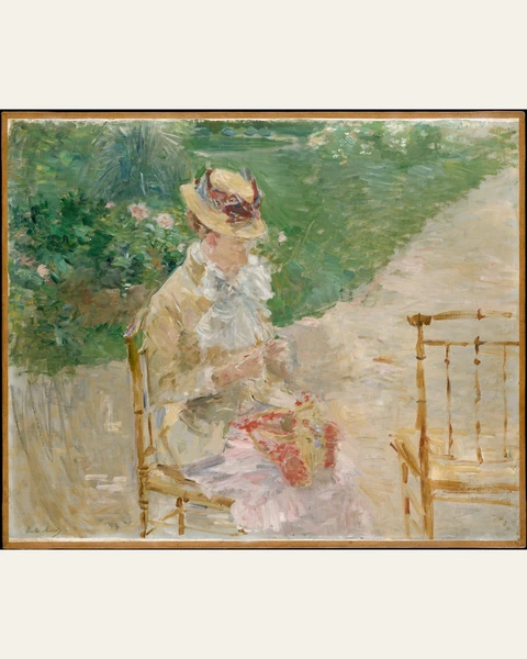 Young Woman Knitting Art Print